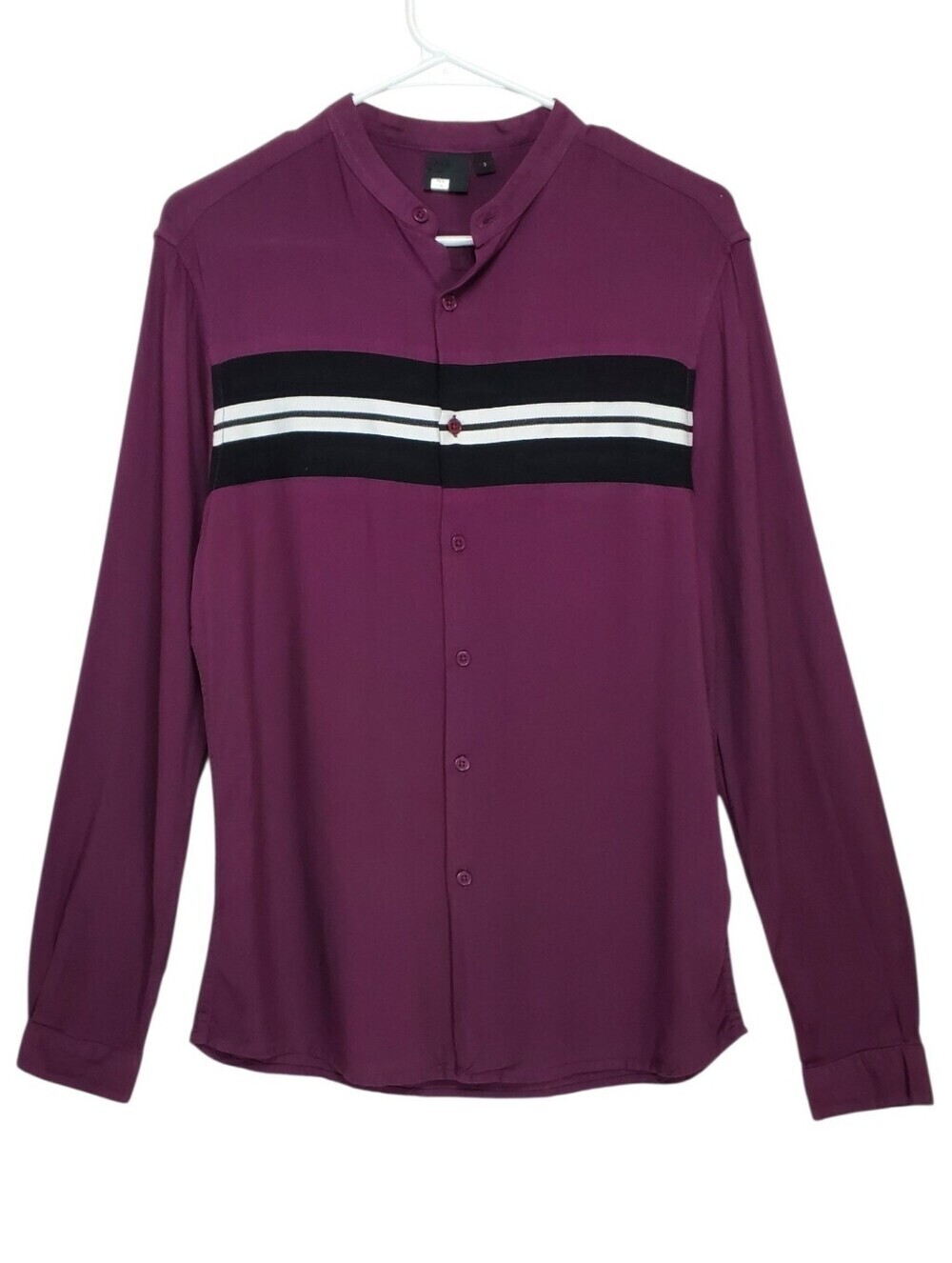 1005 * ASOS Chest Striped Long Sleeve Button Down Purple Size S